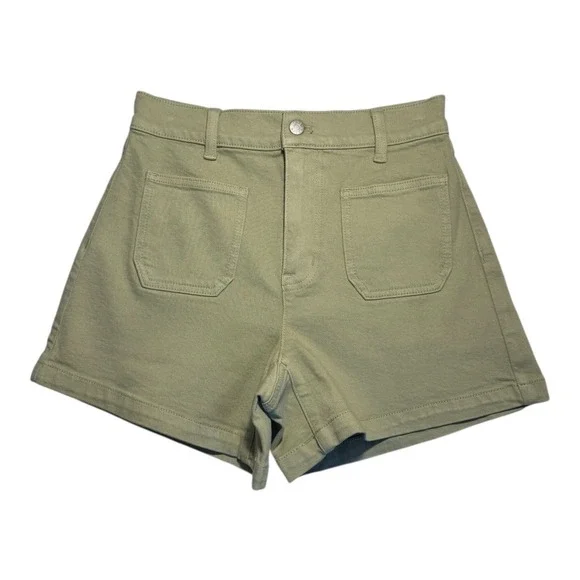 J. Crew High Rise Utility Shorts Size 2 (25) Khaki Green Cotton Blend NWT‎ - Picture 2 of 6